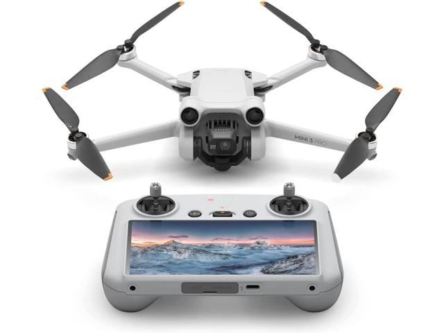 DJI Mini 3 Pro (DJI RC) - Lightweight and Foldable 34-min Flight Time Camera Drone Bundle with Built in Monitor, with 128 GB SD Card, 3.0 USB Card Reader, Landing Pad, Waterproof Backpack and More